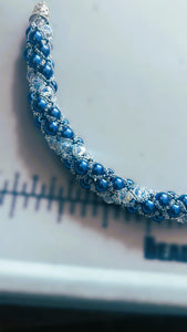 Blue Pearl Netted Necklace Set