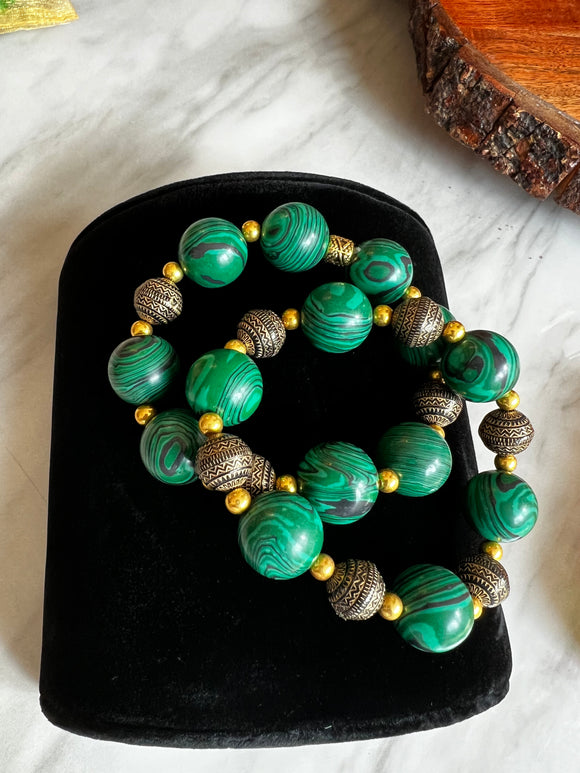 Green and Gold Gemstone Bracelet