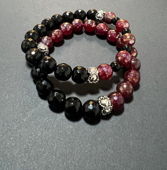 Red/Black Natural Stone Bracelet