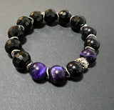 Purple and Black Tiger-Eye Gemstone Bracelet
