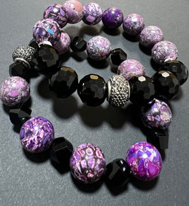 Purple/Black Natural Stone Bracelet