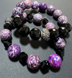 Purple/Black Natural Stone Bracelet